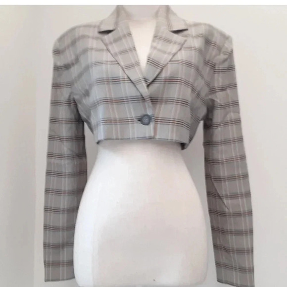 NWT For Love & Lemons Kym Crop Blazer in Grey M - Picture 2 of 6